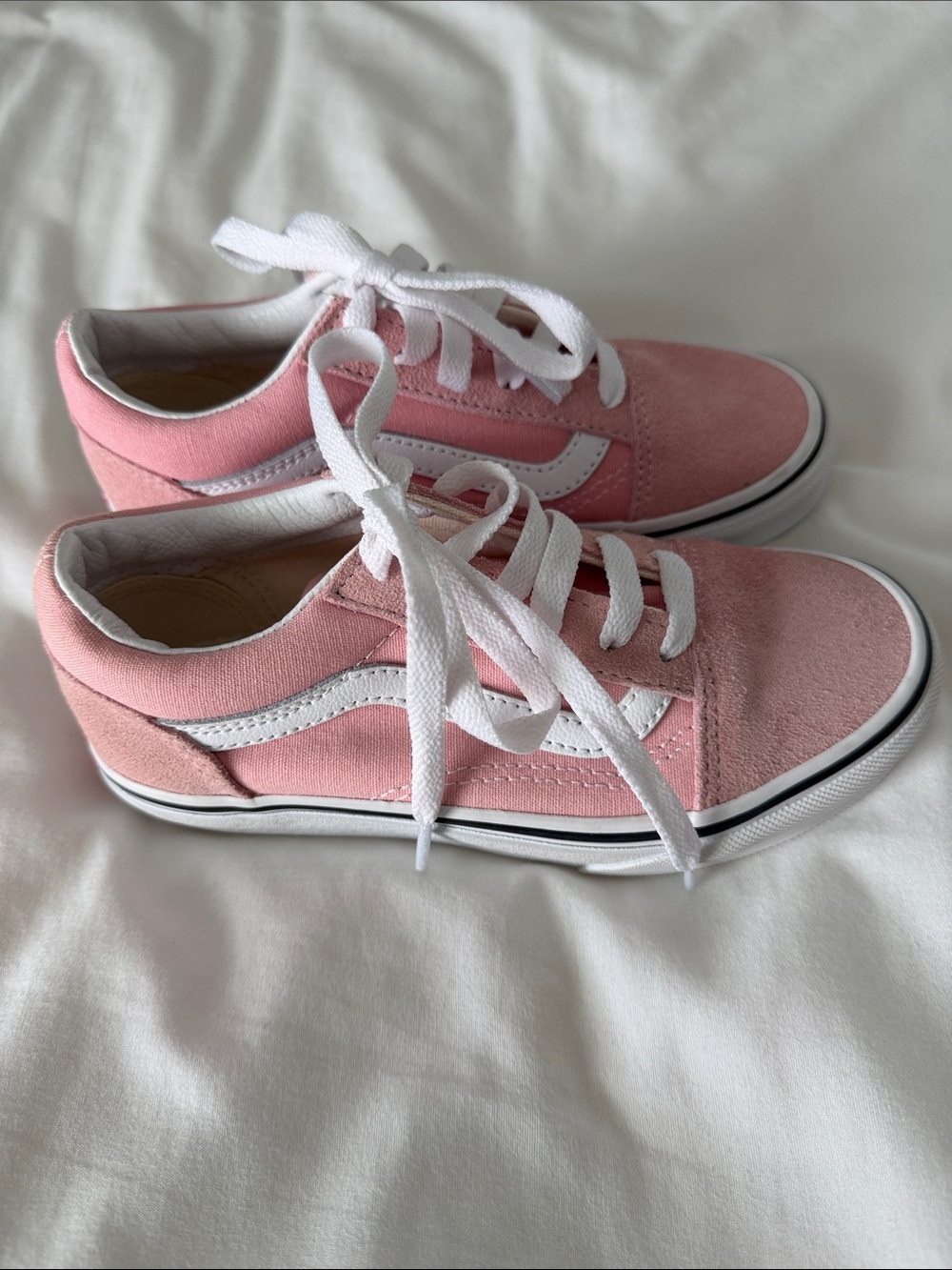 Vans Old Skool Pink Suede and White Kids Sneakers Size 1 Unisex